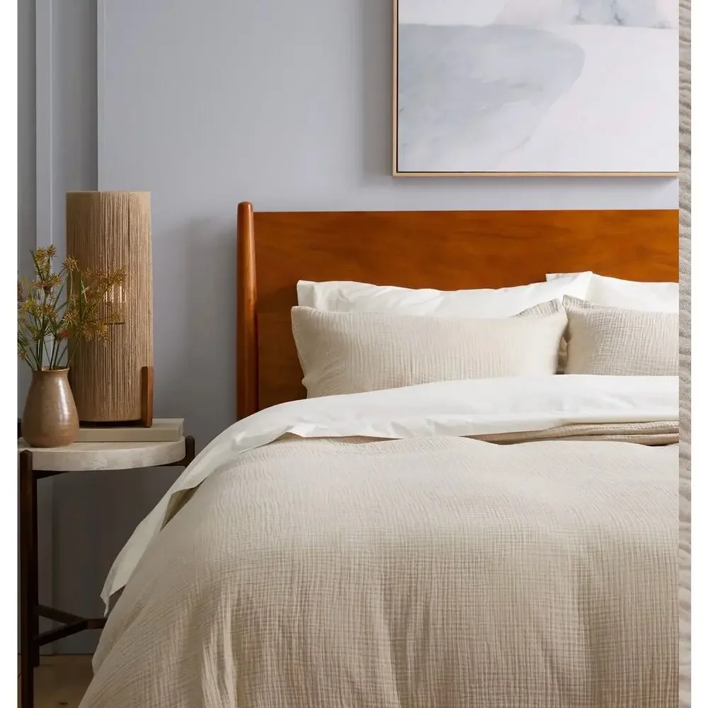 Quince Organic Cotton Gauze Duvet Cover Set King/Cal King Beige Dune NWOT